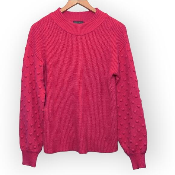 Vince Camuto Pink‎ Magenta Knit Sweater Bobble Stitch Puff Sleeve Ladies Small - Picture 3 of 15